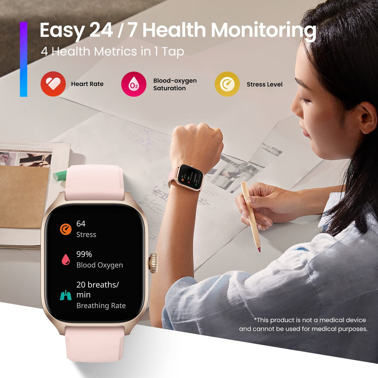 Amazfit GTS 4 smartwatch – health monitoring