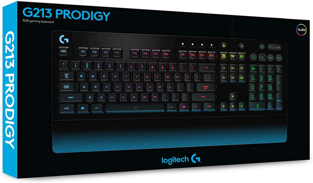 Logitech G213 Prodigy RGB keyboard – angle view