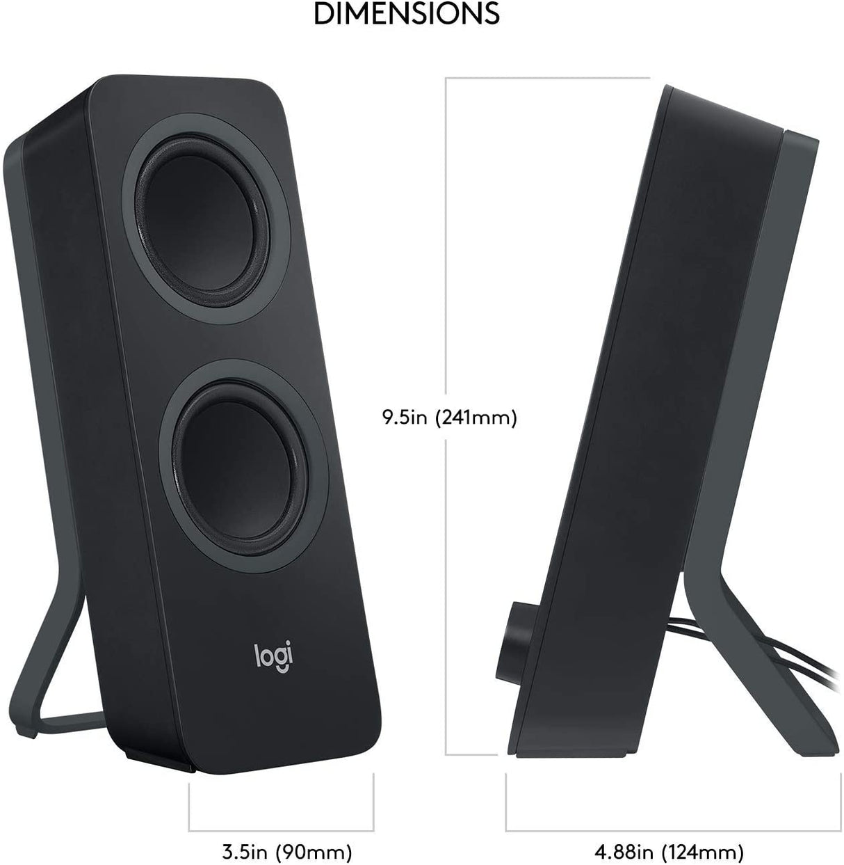 Logitech Z207 stereo speakers – rear connectivity