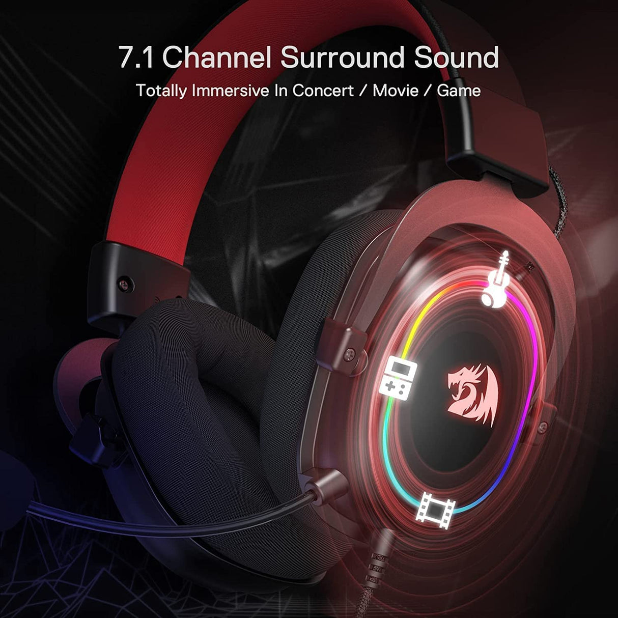 Redragon H510 Zeus-X RGB Wired Gaming Headset - 7.1 Surround Sound - 53MM Audio Drivers in Memory Foam Ear Pads w/Durable Fabric Cover- Multi Platforms Headphone - DokanTech #
