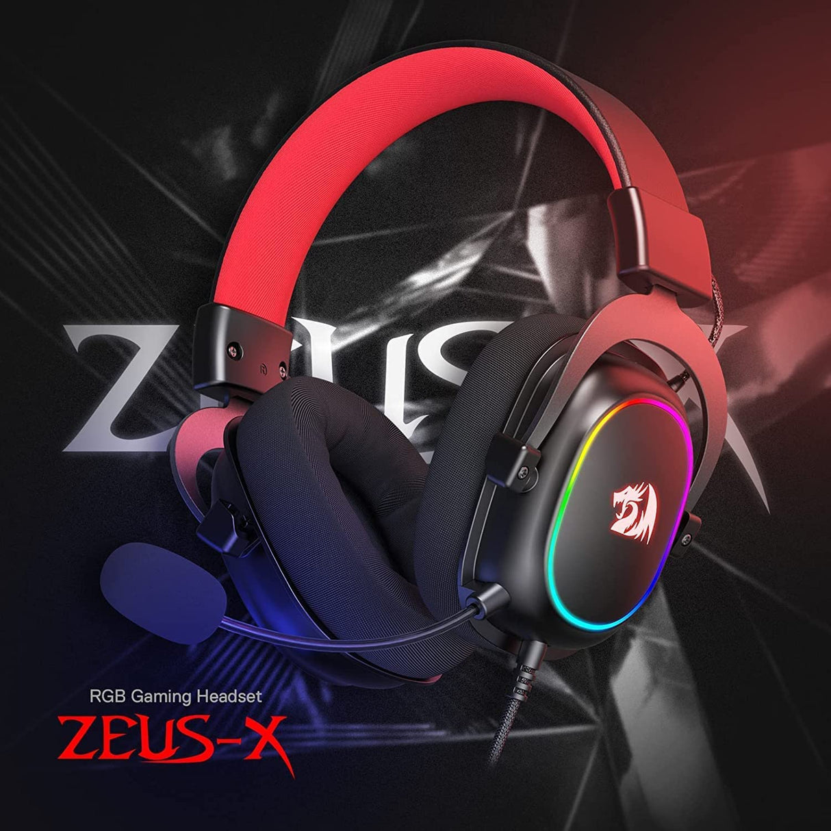 Redragon H510 Zeus-X RGB Wired Gaming Headset - 7.1 Surround Sound - 53MM Audio Drivers in Memory Foam Ear Pads w/Durable Fabric Cover- Multi Platforms Headphone - DokanTech #