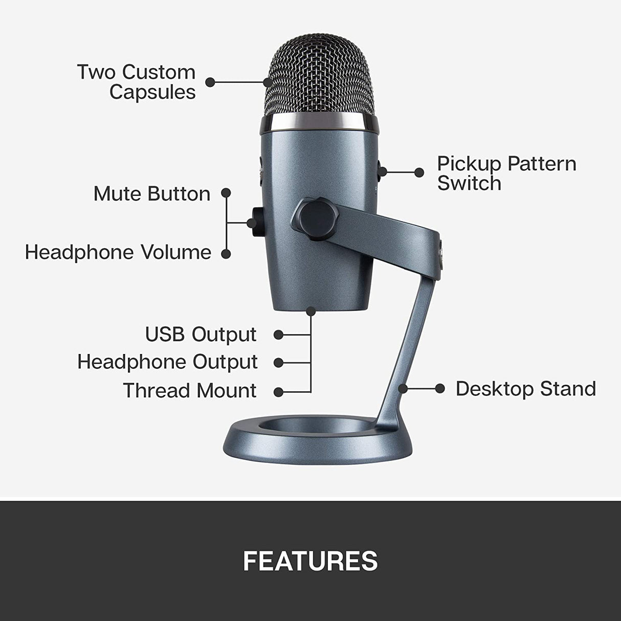 Logitech Yeti Nano Streaming Microphone With Blue Voice - Grey - DokanTech #