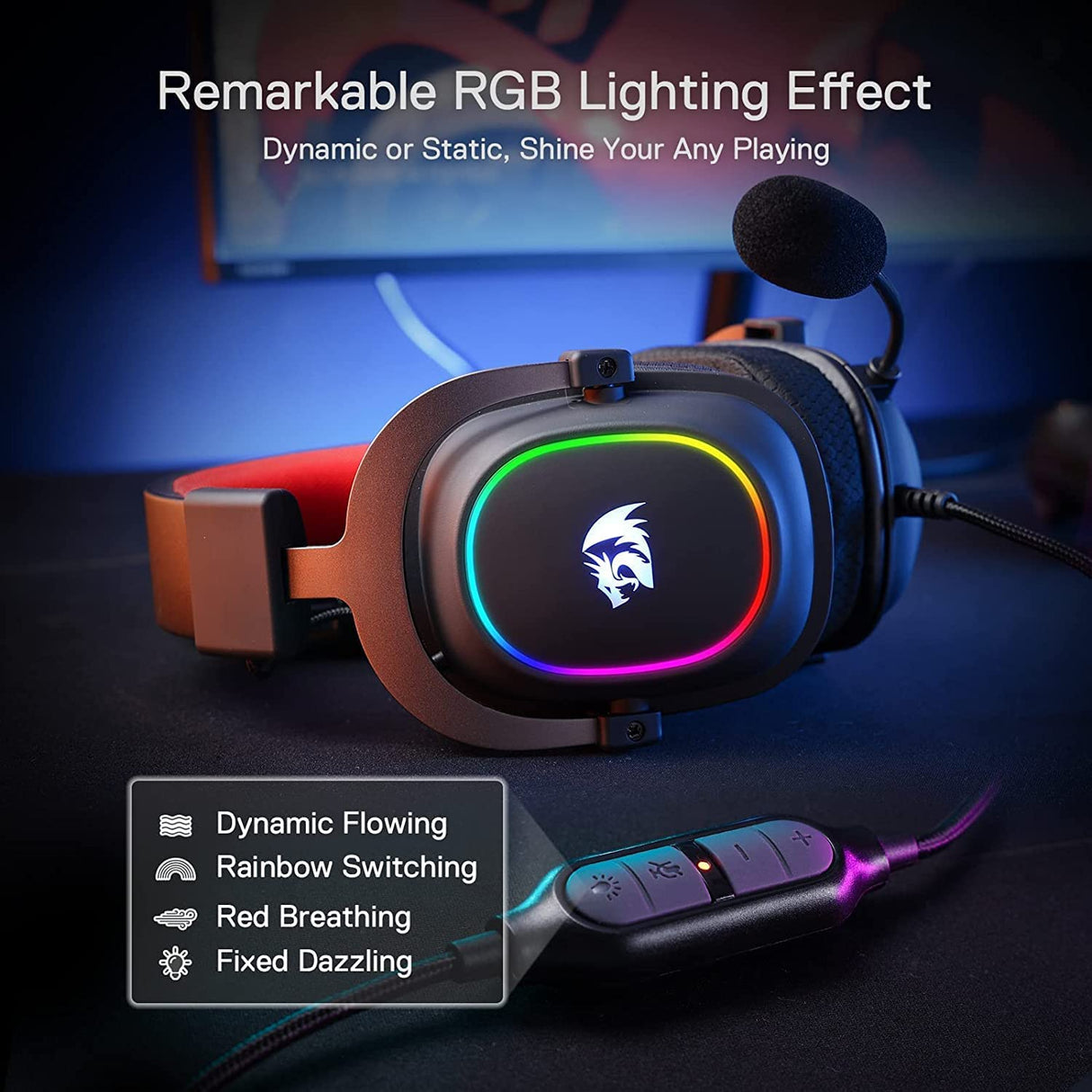 Redragon H510 Zeus-X RGB Wired Gaming Headset - 7.1 Surround Sound - 53MM Audio Drivers in Memory Foam Ear Pads w/Durable Fabric Cover- Multi Platforms Headphone - DokanTech #
