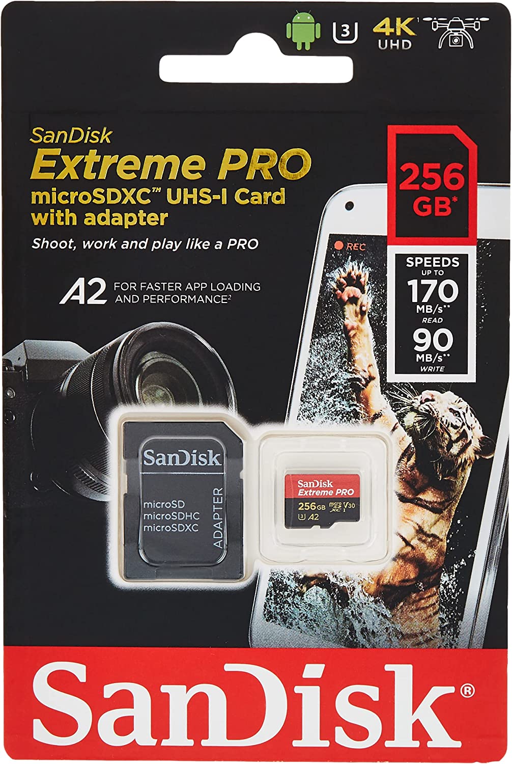 SanDisk Extreme Pro microSD UHS I Card 256GB, 200MB/s Read, 140MB/s Write - DokanTech #