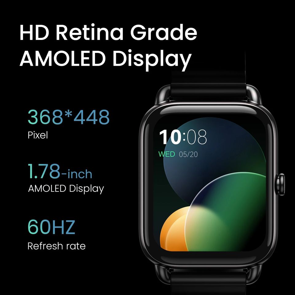 Haylou RS4 Plus LS11 Waterproof Smartwatch, 1.78" Retina AMOLED Display ( سليكون ستراب ) - DokanTech #