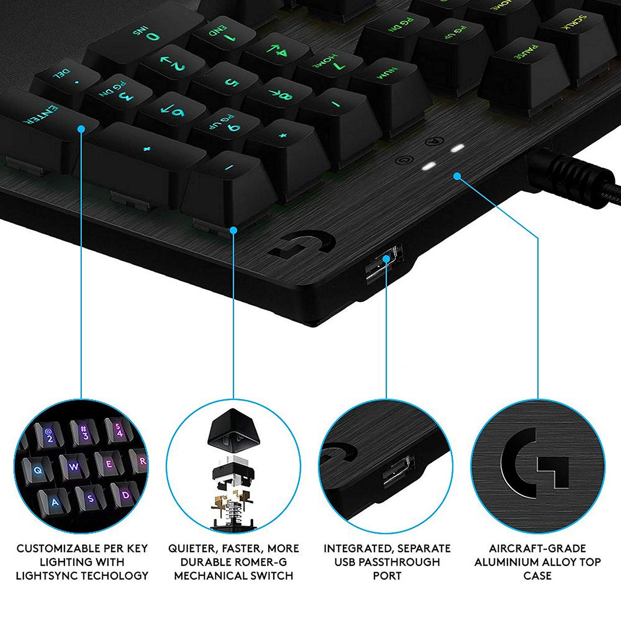 Logitech G512 Carbon RGB keyboard – RGB lighting zones