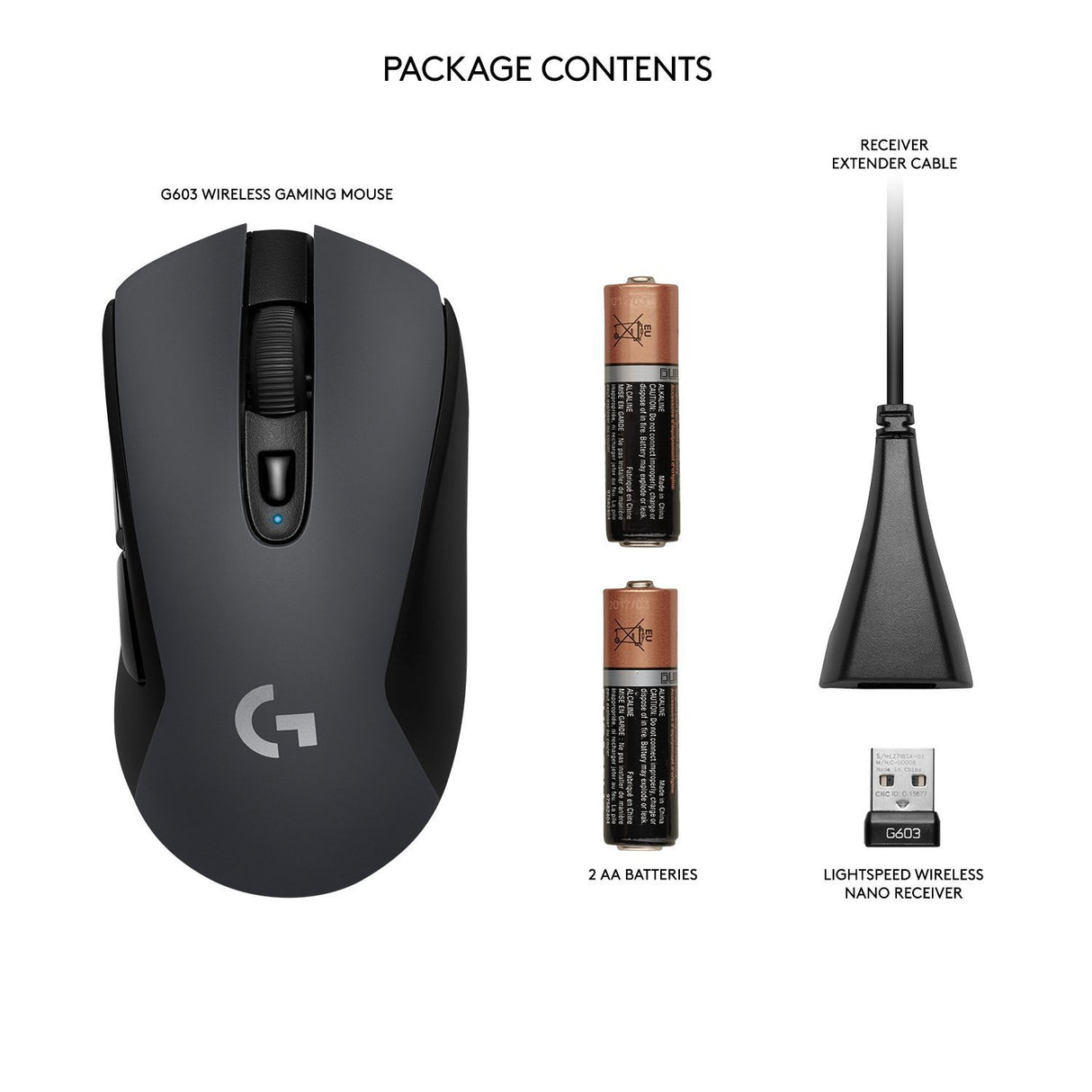 Logitech G603 Lightspeed gaming mouse – battery compartment