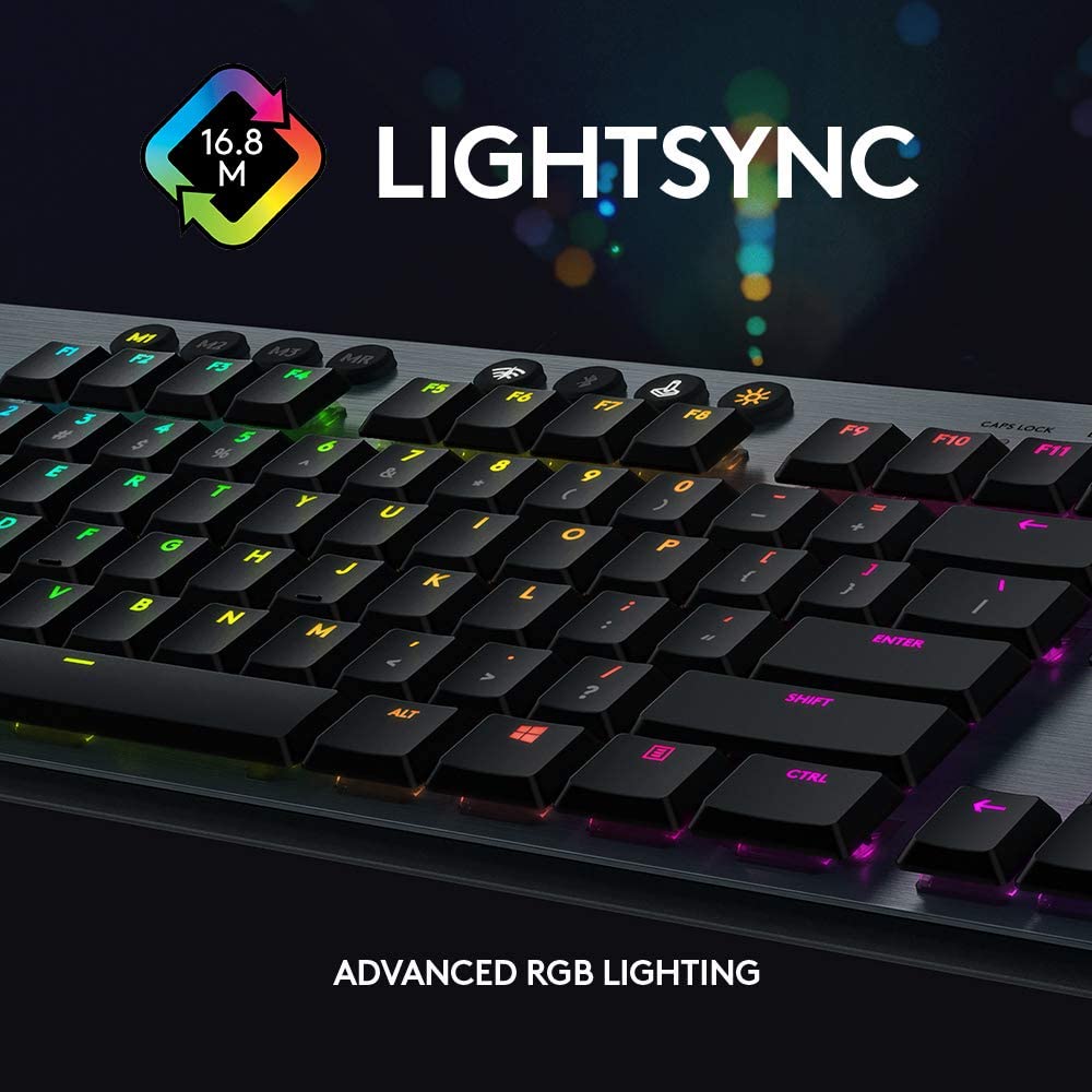 Logitech G815 RGB keyboard – gaming desk lifestyle