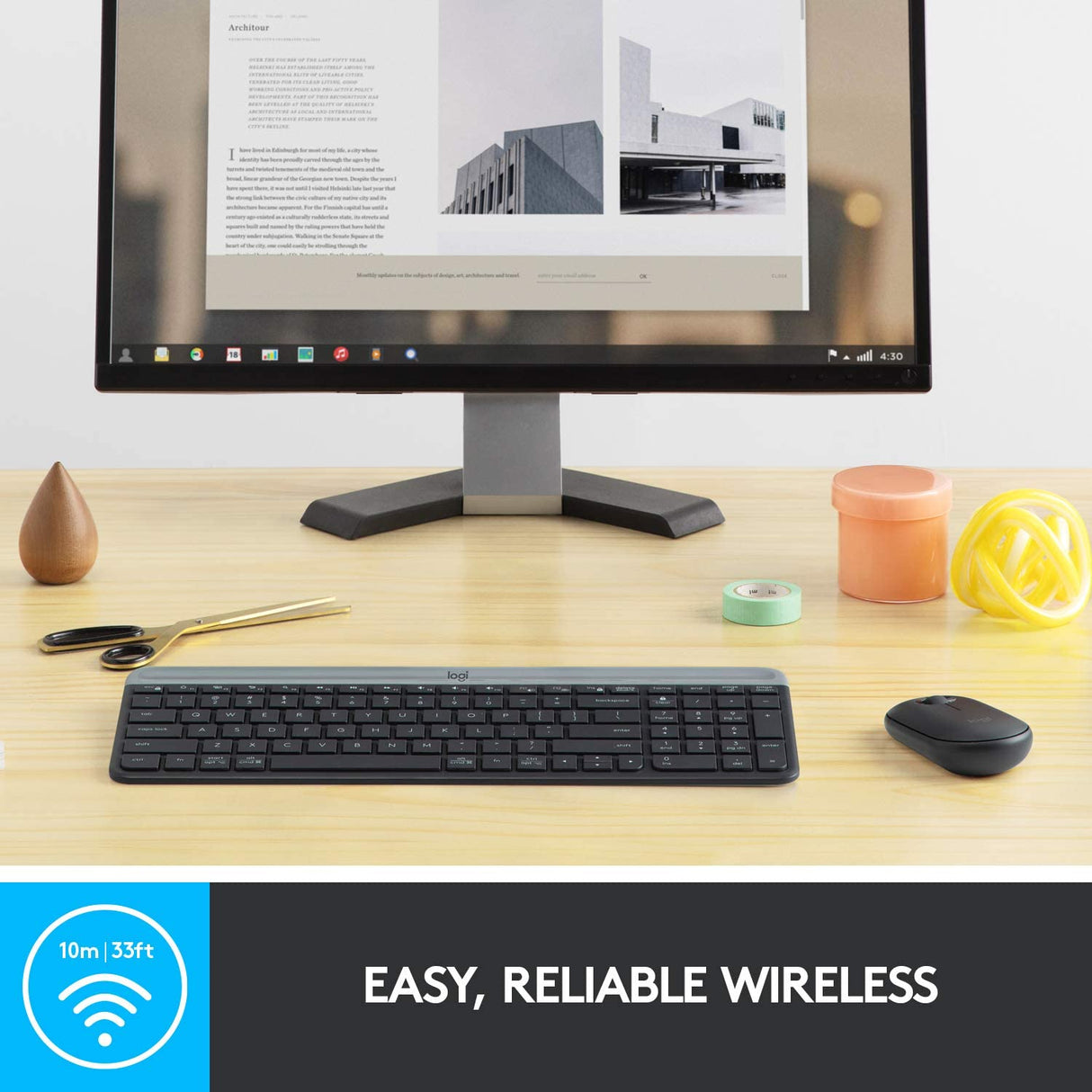 Logitech MK470 slim wireless combo – mouse top view