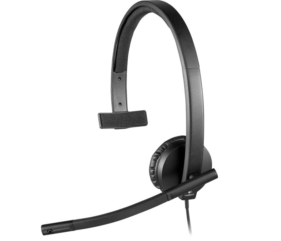 Logitech USB Headset H570e Mono with Noise-Cancelling Microphone - Black - DokanTech #