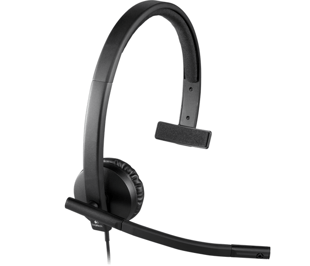 Logitech USB Headset H570e Mono with Noise-Cancelling Microphone - Black - DokanTech #