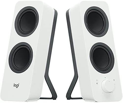 Logitech Z207 stereo speakers – pair on desk