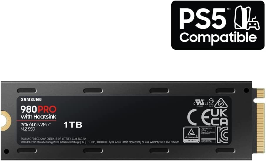 Samsung 980 Pro PCIe4.0 NVME M.2 SSD بسرعة 7000 ميجابايت/ثانية وسعة 1 تيرابايت مع مبدد حراري 