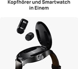 Huawei Watch Buds 1.43" AMOLED, Stainless Steel Case, Earbuds, GPS, NFC - Black Leather Strap - DokanTech #