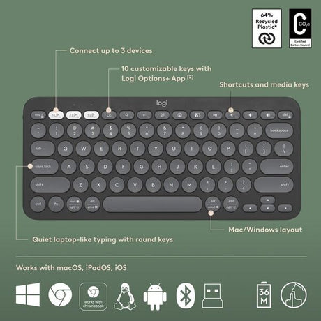 Logitech Pebble 2 Combo – silent click technology