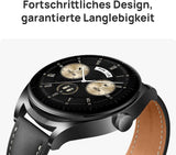 Huawei Watch Buds 1.43" AMOLED, Stainless Steel Case, Earbuds, GPS, NFC - Black Leather Strap - DokanTech #