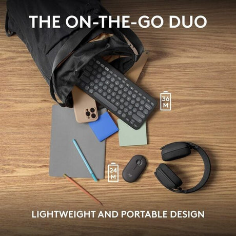Logitech Pebble 2 Combo, Wireless Keyboard and Mouse, Quiet and Portable, Customizable, Logi Bolt, Bluetooth, Easy-Switch for Windows, macOS, iPadOS, Chrome - Black - DokanTech #