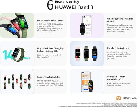 Huawei Band 8 AMOLED 1.47 inch, 5 ATM, 14 days Battery Life - DokanTech #