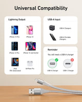 أنكر PowerLine+ II USB-A مع موصل Lightning بطول 3 أقدام/0.9 متر A8452H43 - فضي