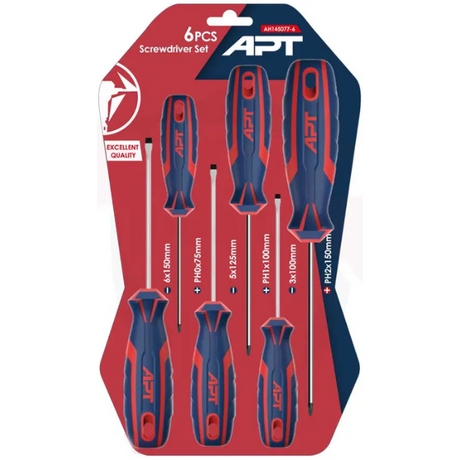 APT screwdriver set 6pcs rubber handle AH145077 – front view