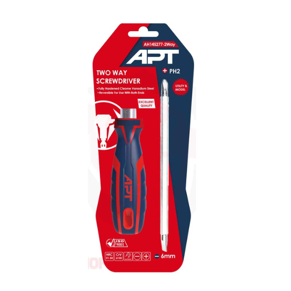 APT Two Way Screw Driver PH2xSL6x150 Color Handle Double Blister - DokanTech #