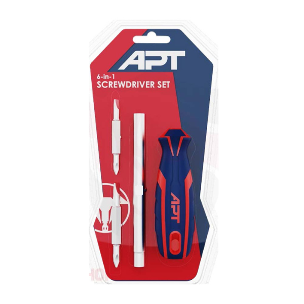 APT 6-in-1 Screw Driver Set APT-2 Color Handle Double Blister - DokanTech #