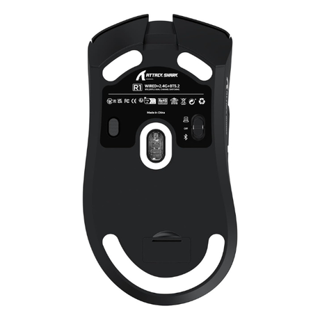 ATTACKSHARKR1Tri-ModeWirelessGamingMouse_PAW3311SuperlightBlackUnderView-DokkanTech