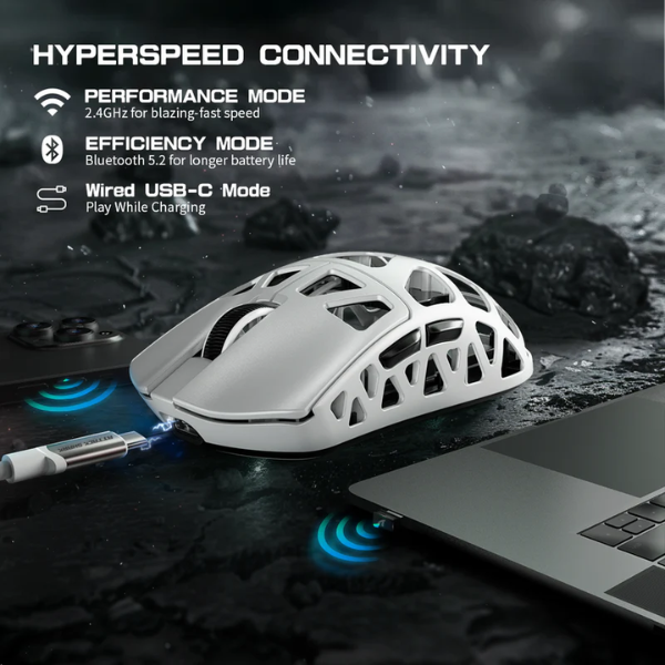 ATTACKSHARKR3MagnesiumAlloyTri-ModeGamingMouse_PAW33958KSuperlightWhiteConnection-DokkanTech