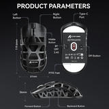ATTACKSHARKR3MagnesiumAlloyTri-ModeGamingMouse_PAW33958KSuperlightWhiteProductParameters-DokkanTech