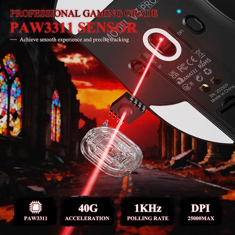 ATTACKSHARKV3PROUltra-LightTri-ModeGamingMousewithRGBMagneticChargingDockBlackSensor-DokkanTech