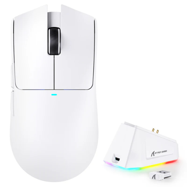 ATTACKSHARKX11WirelessGamingMousewithChargingDockWhiteMain-DokkanTech