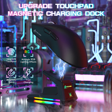 ATTACKSHARKX1Tri-ModeGamingMousewithRGBMagneticChargingDockBlackChargingDock-DokkanTech
