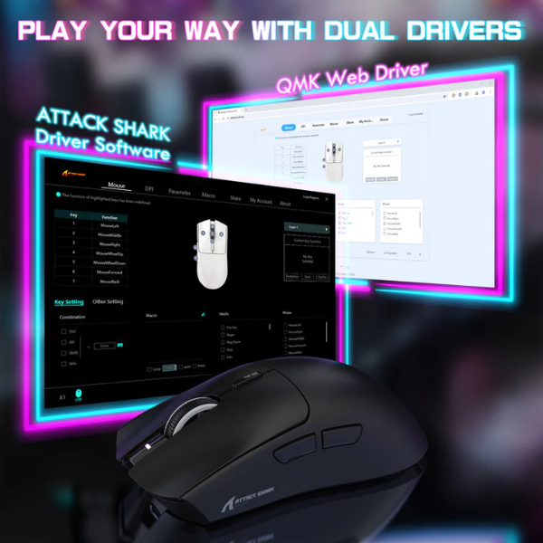 ATTACKSHARKX1Tri-ModeGamingMousewithRGBMagneticChargingDockBlackDualDrivers-DokkanTech