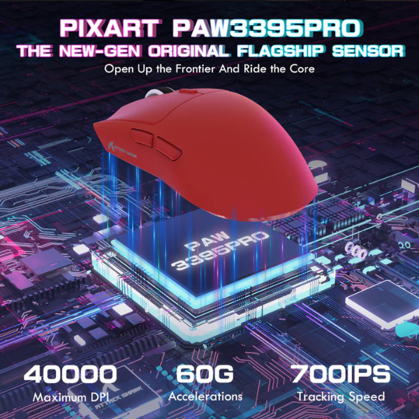 ATTACKSHARKX1Tri-ModeGamingMousewithRGBMagneticChargingDockRedSensor-DokkanTech