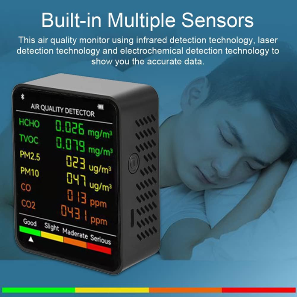 Air Quality Monitor 6 in 1 Multifunctional Automatic Display - White - DokanTech #