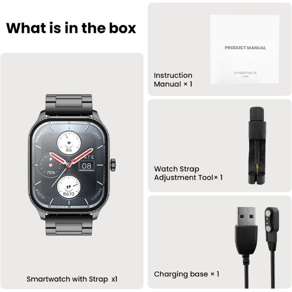 Amazfit Pop 3S Smart watch Stylish Design and Advanced Health Features  Black