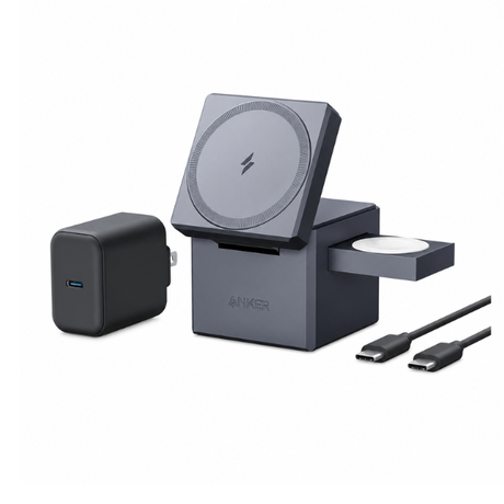 Anker3-in-1CubeWirelessChargerwithMagSafe-Y1811PA1-Black-Main -DokkanTech