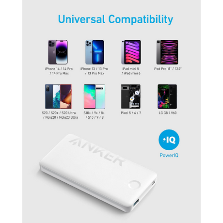 Anker 323 USB-C Power Bank (PowerCore PIQ) - White - DokanTech #