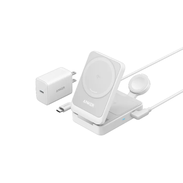 AnkerMagGo15WWirelessChargingStationFoldable3-in-1withChargerandUSB-CCable-B2557621-White-Main -DokkanTech