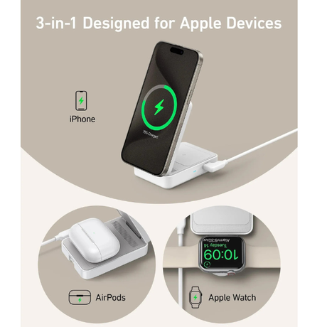AnkerMagGo15WWirelessChargingStationFoldable3-in-1withChargerandUSB-CCable-B2557621-White-3-in-1 -DokkanTech 