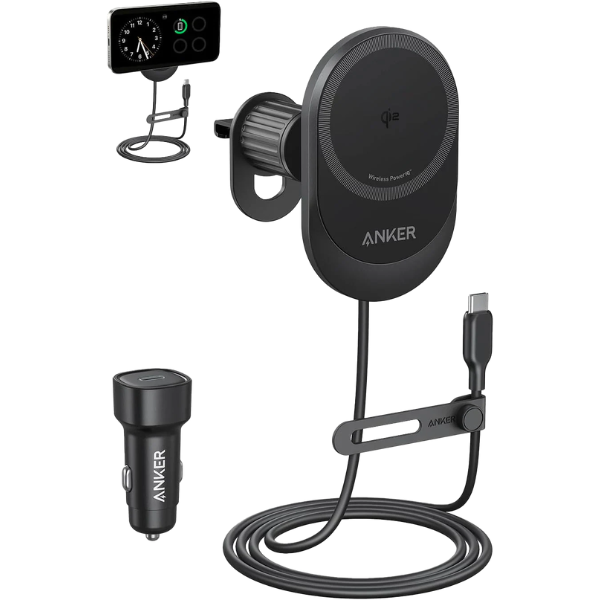 AnkerMagGoQi2WirelessCarCharger15WPadwithBuilt-InUSB-CCableMain-DokkanTech