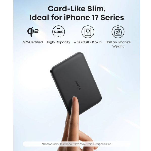 Anker Nano Ultra-Slim Magnetic Power Bank 5000mAh, black, feature highlight 4
