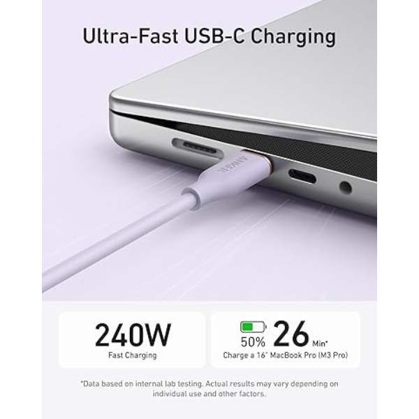 Anker PowerLine III Flow USB-C to USB-C Cable 3ft 240W (A8552)-dokantech