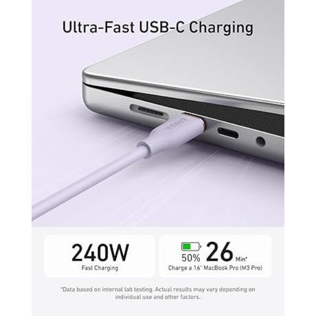 Anker PowerLine III Flow USB-C to USB-C Cable 3ft 240W (A8552)-dokantech