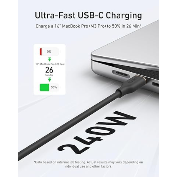 Anker PowerLine III Flow USB-C to USB-C Cable 3ft 240W (A8552)-dokantech