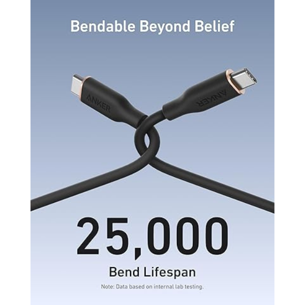 Anker PowerLine III Flow USB-C to USB-C Cable 3ft 240W (A8552)-dokantech