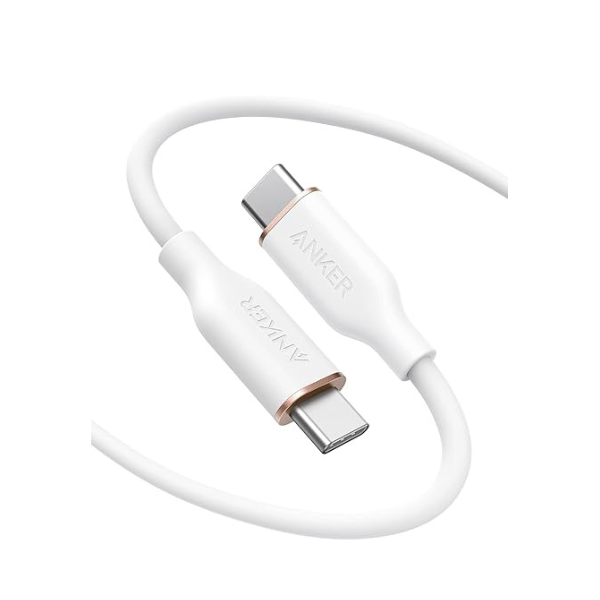 Anker PowerLine III Flow 6ft USB-C to USB-C Cable 240W – High-Speed PD 3.1, White-dokantech