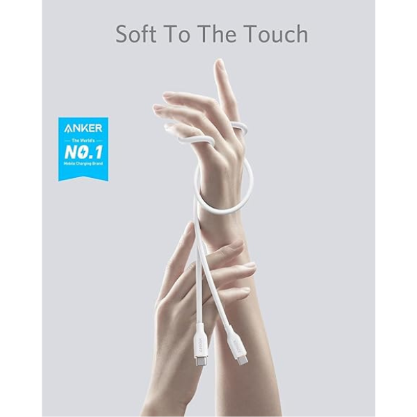 Anker PowerLine III Flow 6ft USB-C to USB-C Cable 240W – High-Speed PD 3.1, White-dokantech