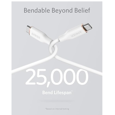 Anker PowerLine III Flow 6ft USB-C to USB-C Cable 240W – High-Speed PD 3.1, White-dokantech