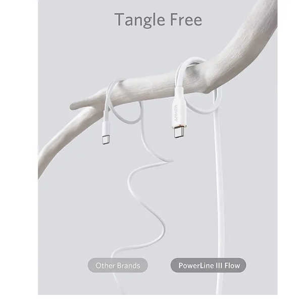 Anker PowerLine III Flow 6ft USB-C to USB-C Cable 240W – High-Speed PD 3.1, White-dokantech